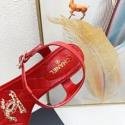 Chanel Red Lambskin Chain CC Logo Thong Sandals 5cm - 4