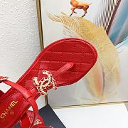 Chanel Red Lambskin Chain CC Logo Thong Sandals 5cm - 3