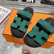 Hermes Dark Green Suede Chypre Sandals - 2