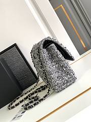 Chanel Classic Bag 11.12 Tweed Fabric Silver Black White 25cm - 4