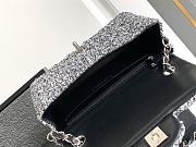 Chanel Classic Bag 11.12 Tweed Fabric Silver Black White 20cm - 6