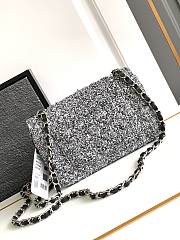 Chanel Classic Bag 11.12 Tweed Fabric Silver Black White 20cm - 4