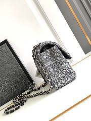 Chanel Classic Bag 11.12 Tweed Fabric Silver Black White 20cm - 2