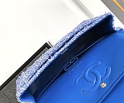 Chanel Classic Bag 11.12 Tweed Blue Fabric Silver Black 25cm - 6