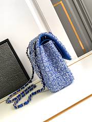 Chanel Classic Bag 11.12 Tweed Blue Fabric Silver Black 25cm - 2