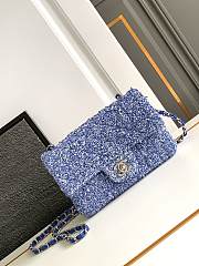 Chanel Classic Bag 11.12 Tweed Fabric Silver Black Blue 20cm - 1