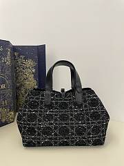 Dior Medium Toujours Bag Black Cannage Tweed 28.5 x 21.5 x 17 cm - 4