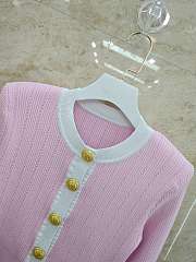 Balmain Cropped Knit Cardigan Pink - 3