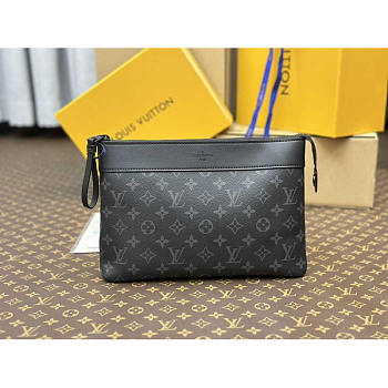 Louis Vuitton LV Pochette Voyage Souple Grey Black Bag 32x21x7.5cm