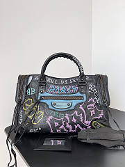 Balenciaga Black Graffiti Leather City Tote 38x14x24cm - 1