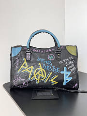 Balenciaga Black Graffiti Leather City Tote 38x14x24cm - 2