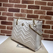 Gucci Medium Tote Bag White Leather GG Marmont 34x28x12.5cm - 3