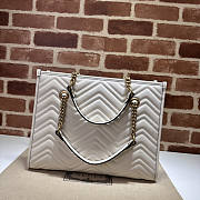 Gucci Medium Tote Bag White Leather GG Marmont 34x28x12.5cm - 2