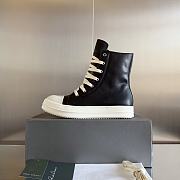 Rick Owens Black Leather High Top Sneaker  - 1
