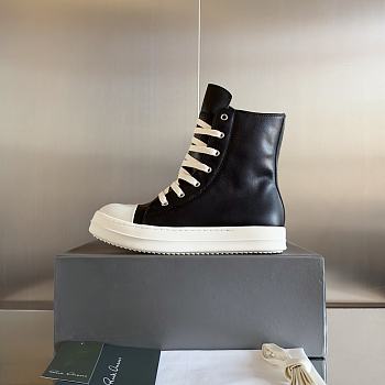 Rick Owens Black Leather High Top Sneaker 