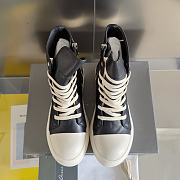 Rick Owens Black Leather High Top Sneaker  - 4