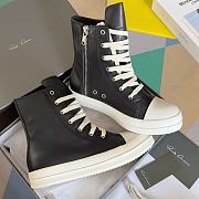 Rick Owens Black Leather High Top Sneaker  - 3