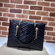 Gucci Medium Tote Bag Black Leather GG Marmont 34x28x12.5cm - 3