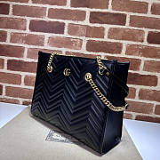 Gucci Medium Tote Bag Black Leather GG Marmont 34x28x12.5cm - 2