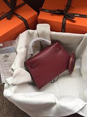 Hermes Mini Kelly Red Wine Gold Epsom 19cm - 2