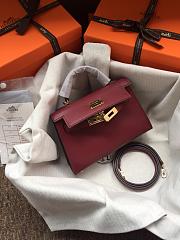 Hermes Mini Kelly Red Wine Gold Epsom 19cm - 5