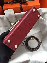 Hermes Mini Kelly Red Wine Gold Epsom 19cm - 4