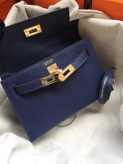 Hermes Mini Kelly Navy Blue Gold Epsom 19cm - 6