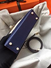 Hermes Mini Kelly Navy Blue Gold Epsom 19cm - 5