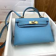 Hermes Mini Kelly Bag Blue Epsom Gold 19cm - 1