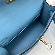 Hermes Mini Kelly Bag Blue Epsom Gold 19cm - 3