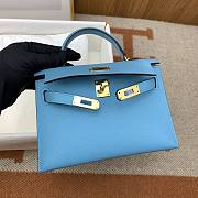 Hermes Mini Kelly Bag Blue Epsom Gold 19cm - 5