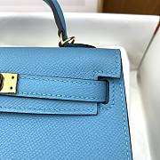 Hermes Mini Kelly Bag Blue Epsom Gold 19cm - 6