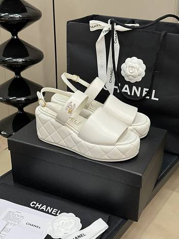 Chanel White Sandal Heel