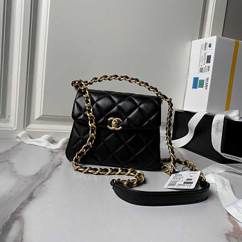 Chanel Flap Bag Handle Black Gold 18cm