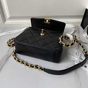 Chanel Flap Bag Handle Black Gold Caviar 18cm - 4