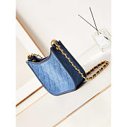 Chanel Hobo Handbag Gold Metal Blue 24x20x6cm - 6