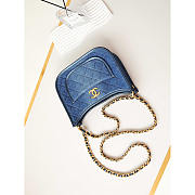 Chanel Hobo Handbag Gold Metal Blue 24x20x6cm - 3