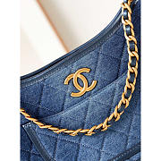 Chanel Hobo Handbag Gold Metal Blue 24x20x6cm - 2