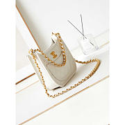 Chanel Hobo Handbag Calfskin Gold Metal White 24x20x6cm - 5