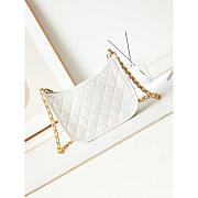 Chanel Hobo Handbag Calfskin Gold Metal White 24x20x6cm - 3