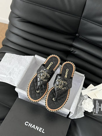 Chanel Black Slides 10