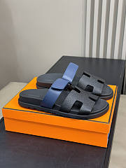 Hermes Chypre Black Blue Sandal - 2