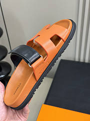 Hermes Chypre Orange Black Sandal - 5