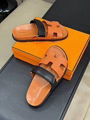 Hermes Chypre Orange Black Sandal - 3