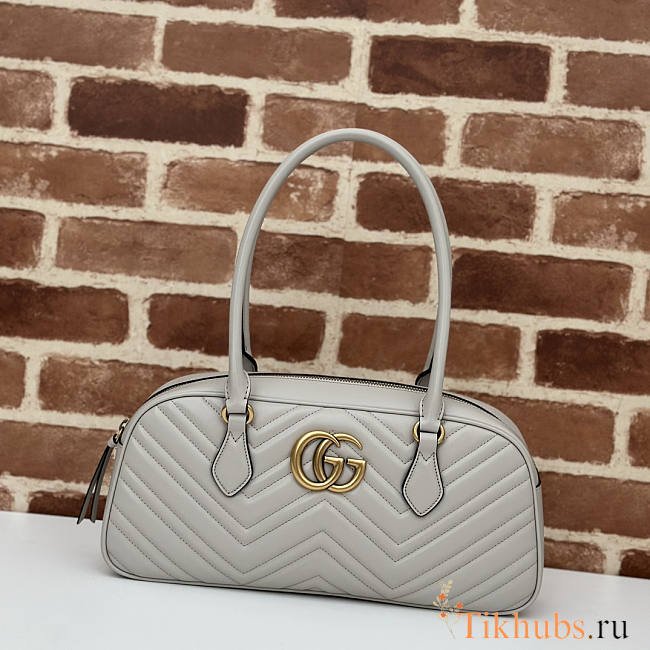 Gucci GG Marmont Medium Top Handle Bag Light Grey 35.5x16.5x7cm - 1