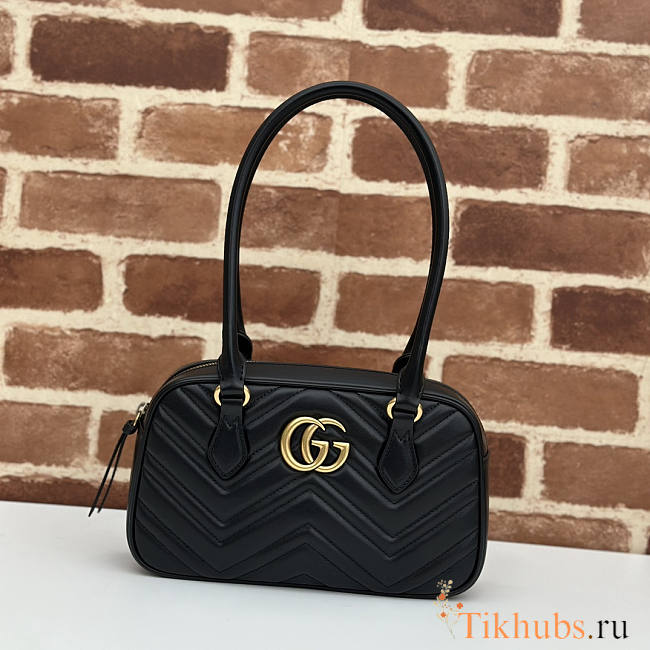 Gucci GG Marmont Small Top Handle Bag Black 25.5x15.5x6.5cm - 1