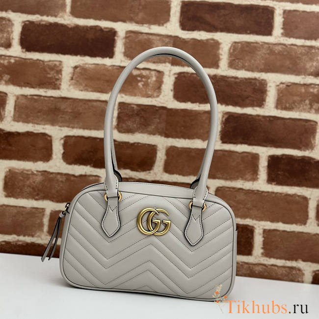 Gucci GG Marmont Small Top Handle Bag Light Grey 25.5x15.5x6.5cm - 1