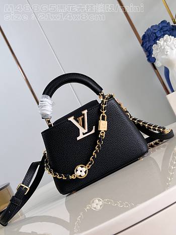 Louis Vuitton LV Capucines Black Bag 21x14x8cm