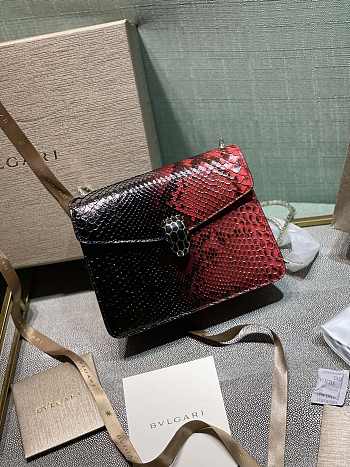 Bvlgari Serpenti Python Crossbody Bag Black Red 20x5x5cm