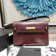 YSL Manhattan Leather Shoulder Bag Wine 29x20.5x7cm - 1